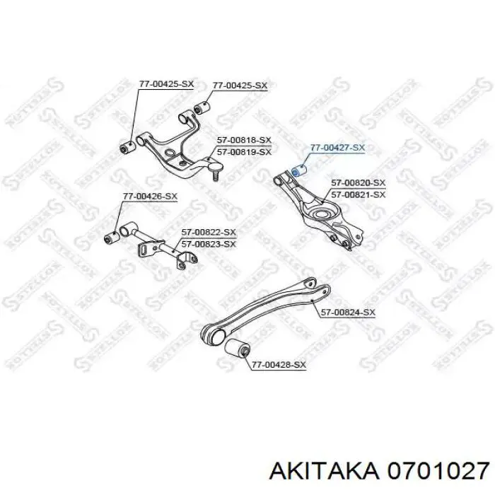 Сайлентблок заднього нижнього важеля 0701027 Akitaka