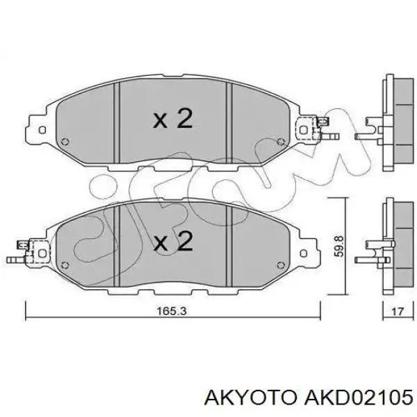 AKD02105 Akyoto колодки гальмівні передні, дискові