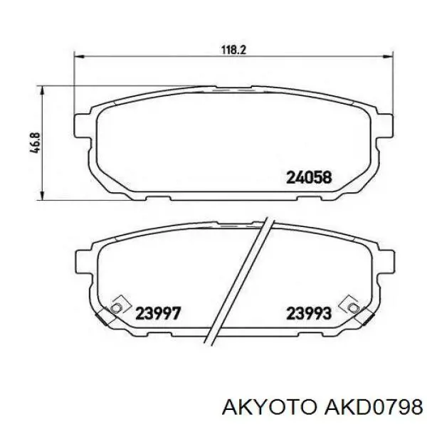 AKD0798 Akyoto Колодки гальмівні задні, дискові