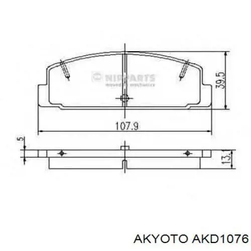 Колодки гальмові задні, дискові AKD1076 Akyoto