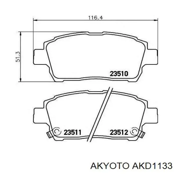 Гальмівні колодки Akyoto AKD1133 ціна, від 10.05 USD