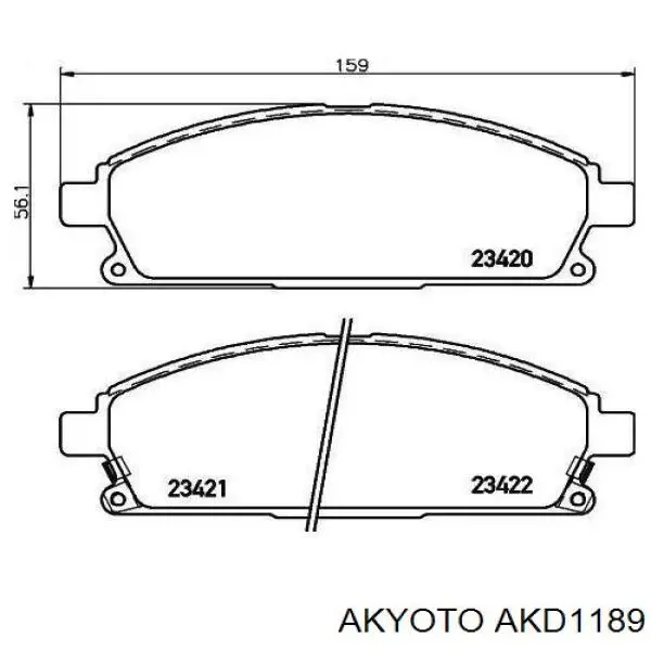 Колодки гальмівні передні, дискові AKD1189 Akyoto