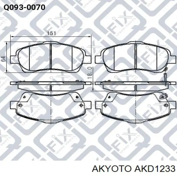 Купити AKD1233 Akyoto Колодки гальмівні передні, дискові