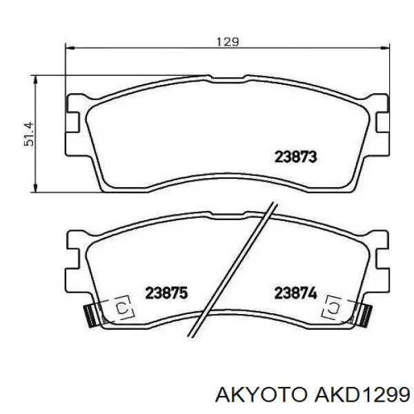 Колодки гальмівні передні, дискові AKD1299 Akyoto