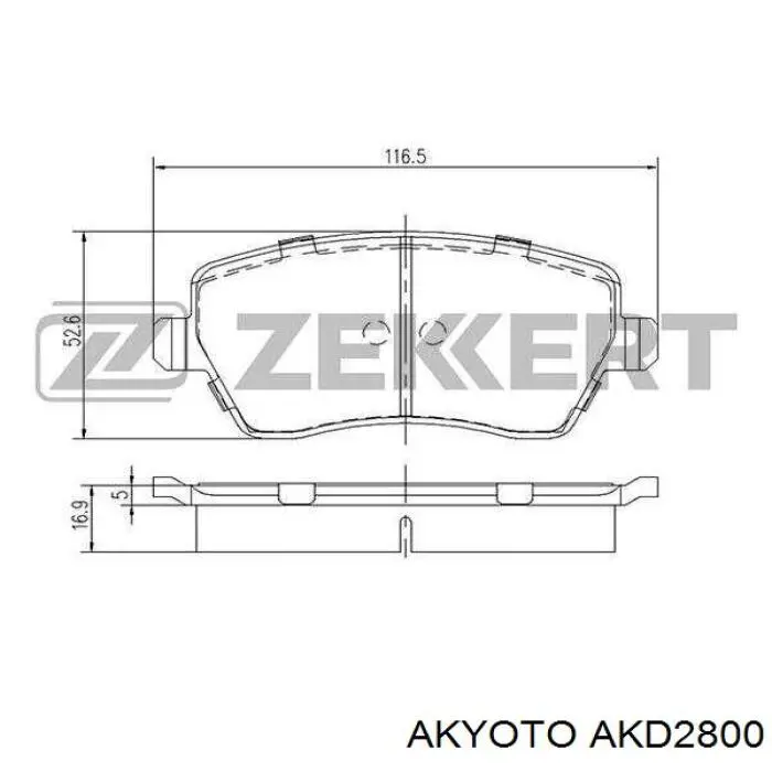 Купити AKD2800 Akyoto Колодки гальмівні передні, дискові