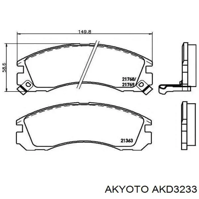 Купити AKD3233 Akyoto Колодки гальмівні передні, дискові