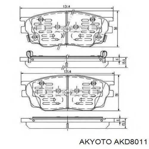 Передні тормозні колодки AKD8011 Akyoto