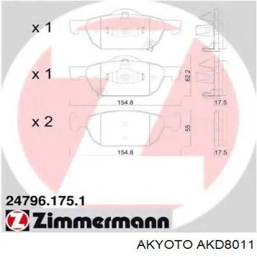 Гальмівні колодки Akyoto AKD8011 ціна, від 22.71 USD