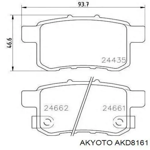 Задні гальмівні колодки AKD8161 Akyoto