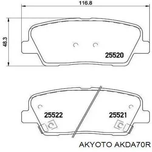 Задні гальмівні колодки Akyoto AKDA70R ціна, від 21.11 USD