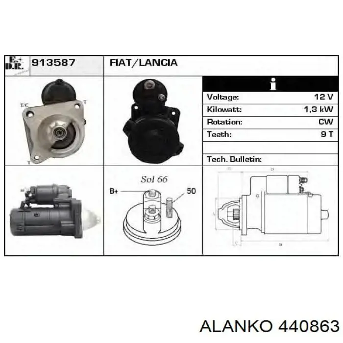 Стартер Alanko 440863 ціна, від 68.89 USD