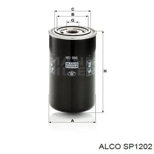 Фільтр гідравлічної системи SP1202 ALCO