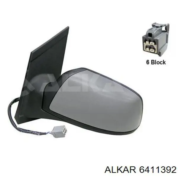Скло дзеркала заднього виду, лівого Alkar 6411392