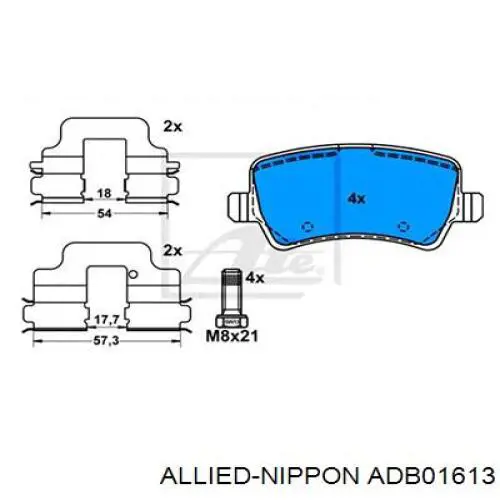 ADB01613 Allied Nippon колодки гальмові задні, дискові