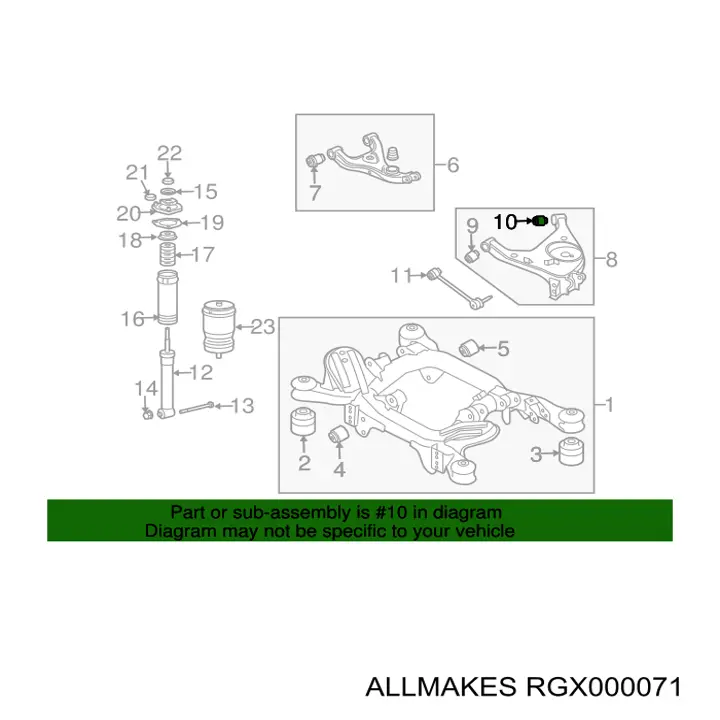 Сайлентблок заднього нижнього важеля RGX000071 Allmakes