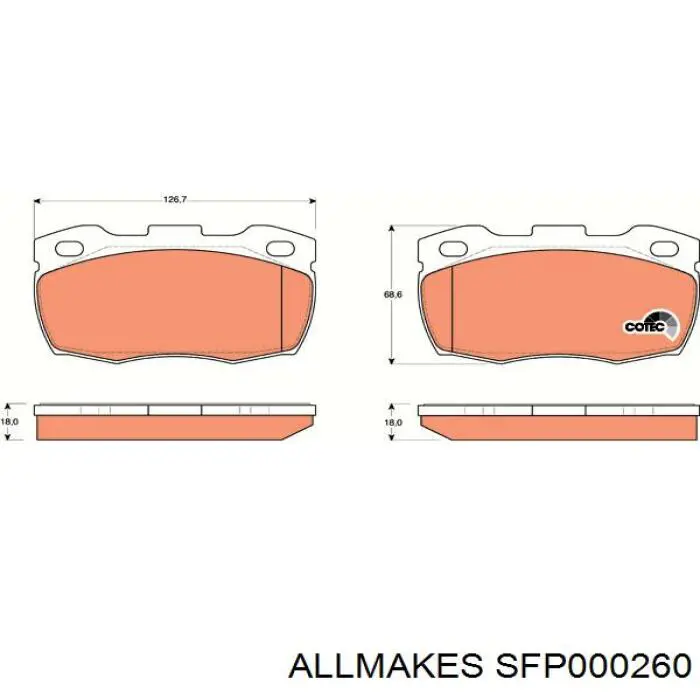 SFP000260 Allmakes колодки гальмівні передні, дискові