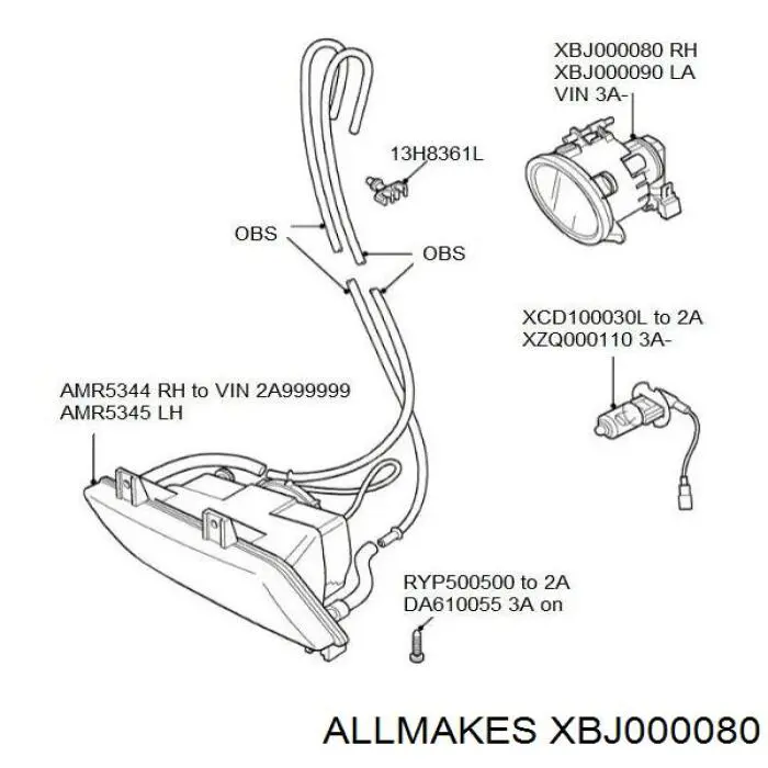 Фара протитуманна, права 305061012 Land Rover