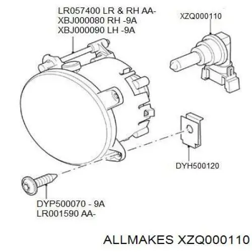 XZQ000110 Britpart лампочка противотуманной фари