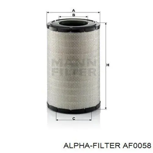 Повітряний фільтр AF0058 Alpha Filter