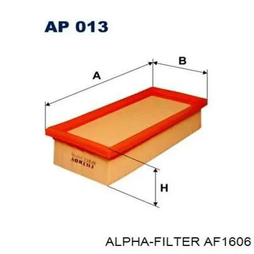 Фільтр повітряний AF1606 Alpha-filter