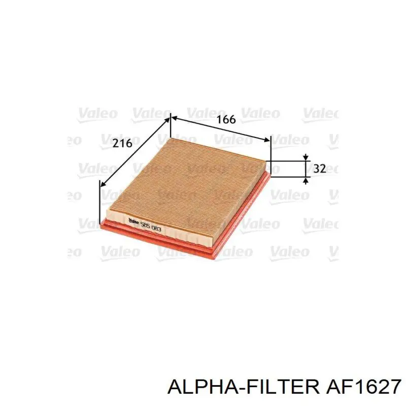 AF1627 Alpha Filter Повітряний фільтр двигуна