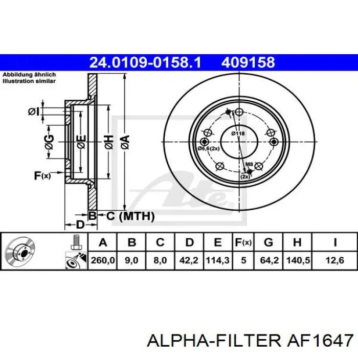 Купити AF1647 Alpha Filter Автомобільний фільтр повітря
