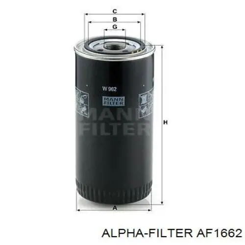 Повітряний фільтр AF1662 Alpha Filter