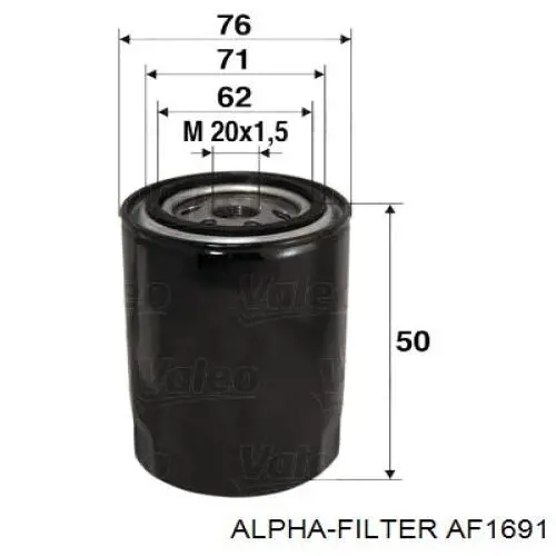AF1691 Alpha Filter Повітряний фільтр двигуна