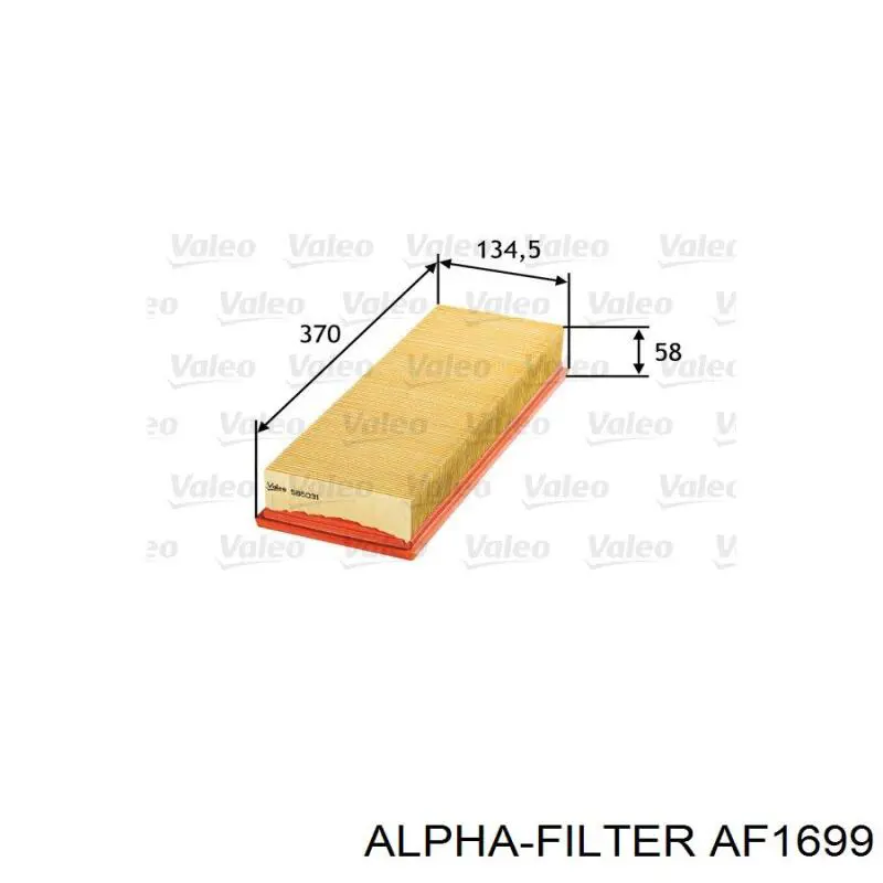 Елемент повітряного фільтра Alpha Filter AF1699 ціна, від 4.23 USD