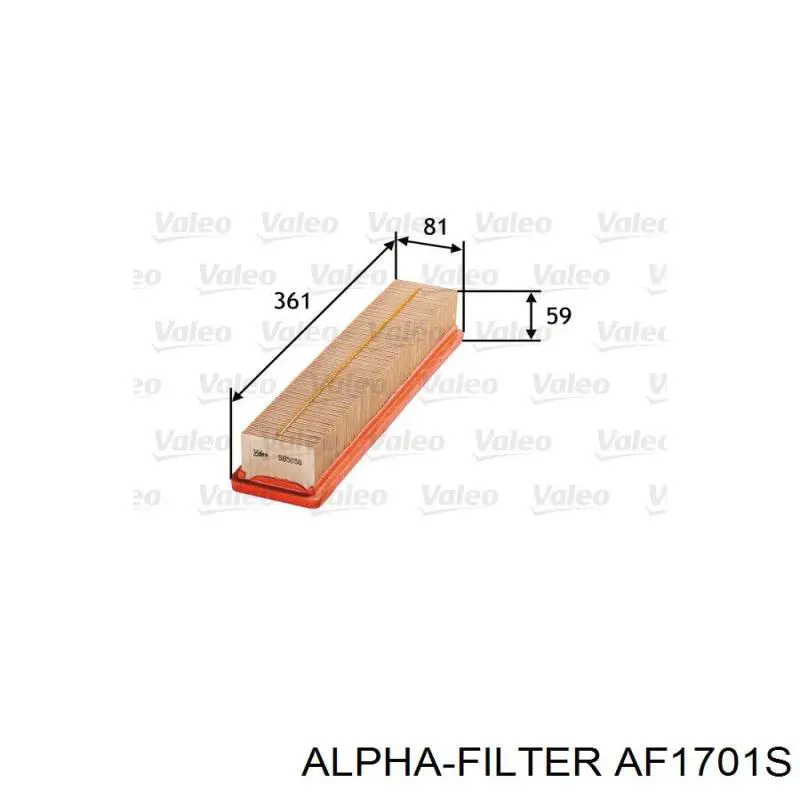 Фільтр повітряний AF1701S Alpha-filter