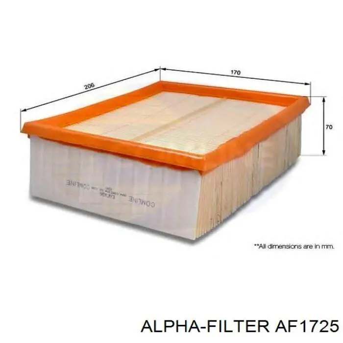 Елемент повітряного фільтра Alpha Filter AF1725 ціна, від 3.95 USD