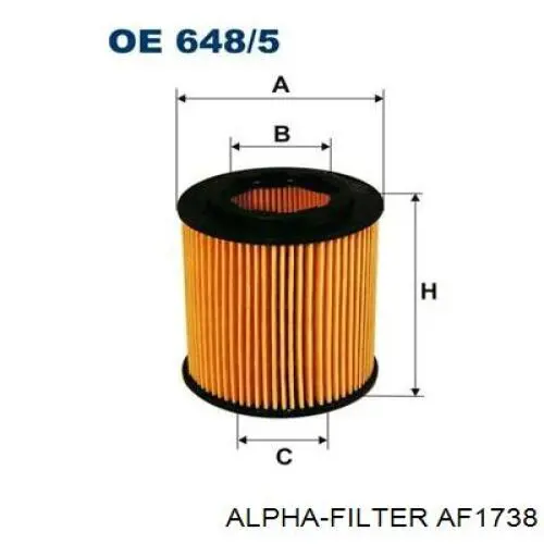 Повітряний фільтр AF1738 Alpha Filter