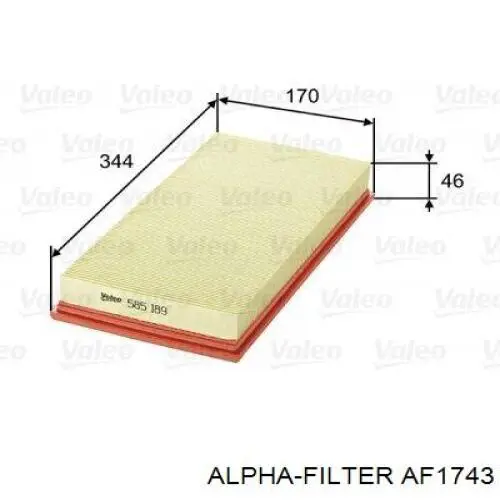 Фільтр повітряний Alpha Filter AF1743