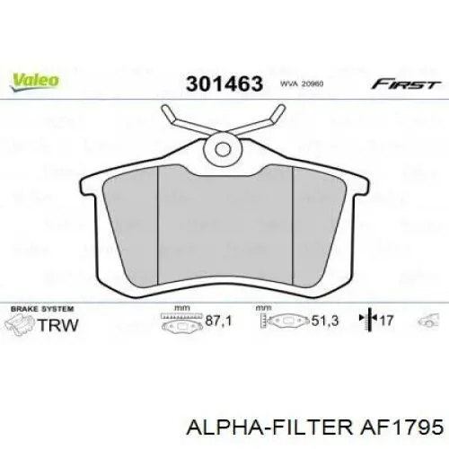 Купити AF1795 Alpha Filter Автомобільний фільтр повітря
