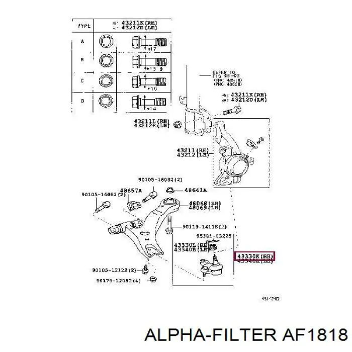 Елемент повітряного фільтра Alpha Filter AF1818 ціна, від 3.10 USD