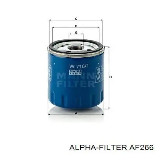 Фільтр масляний AF266 Alpha-filter