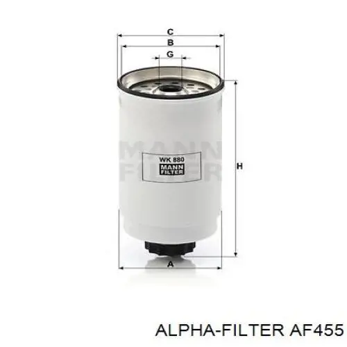 Купити AF455 Alpha Filter Фільтр-відстійник палива грубої очистки