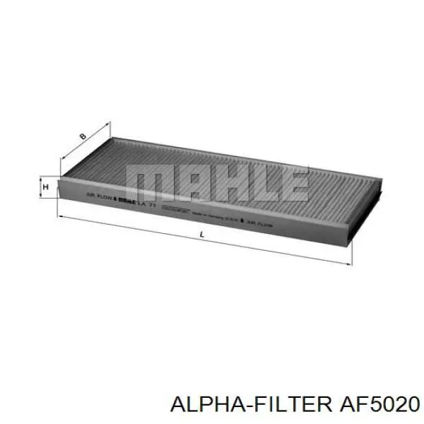 Купити AF5020 Alpha Filter Фільтр салону вугільний