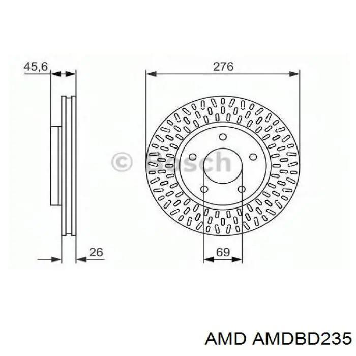Гальмівні диски передні AMDBD235 AMD