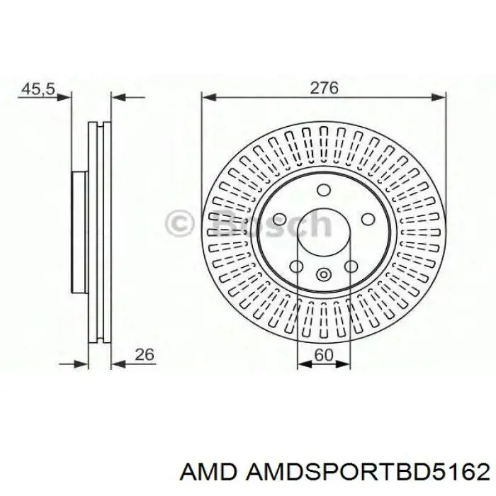 AMDSPORTBD5162 AMD диск гальмівний передній