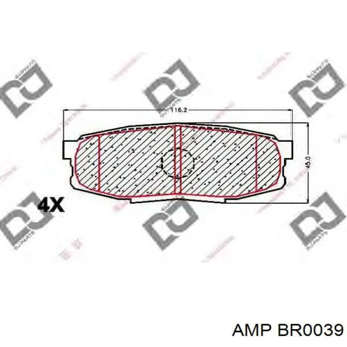 Задні гальмівні колодки BR0039 AMP/Paradowscy