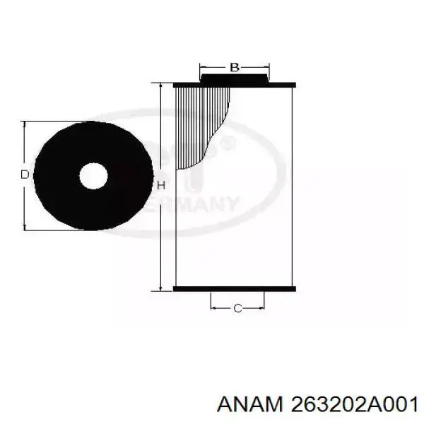 Масляний фільтр двигуна Anam 263202A001 ціна, від 4.56 USD
