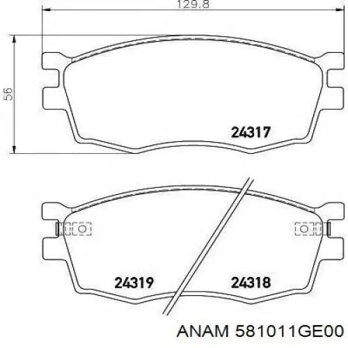 Купити 581011GE00 Anam Колодки гальмівні передні, дискові