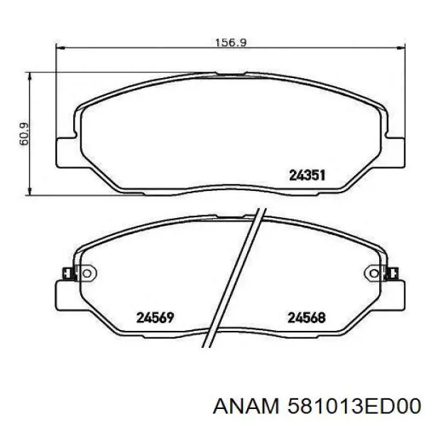 581013ED00 Anam колодки гальмівні передні, дискові