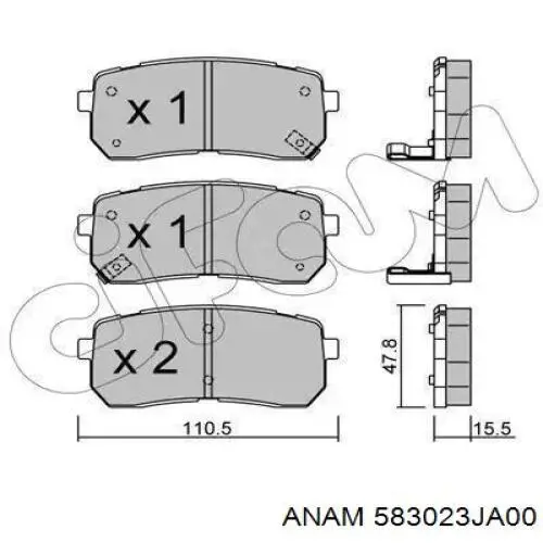 Задні гальмівні колодки Anam 583023JA00 ціна, від 18.49 USD