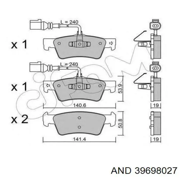 Задні гальмівні колодки AND 39698027 ціна, від 13.46 USD