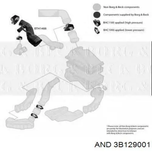 Патрубок витратоміра повітря 3B129001 AND