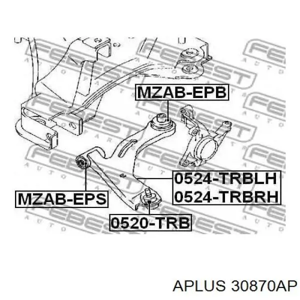 Важіль передньої підвіски нижній, правий Aplus 30870AP ціна, від 71.01 USD