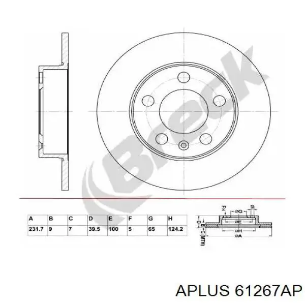 Гальмівні диски 61267AP Aplus