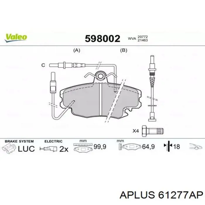 61277AP Aplus Гальмо дискове переднє